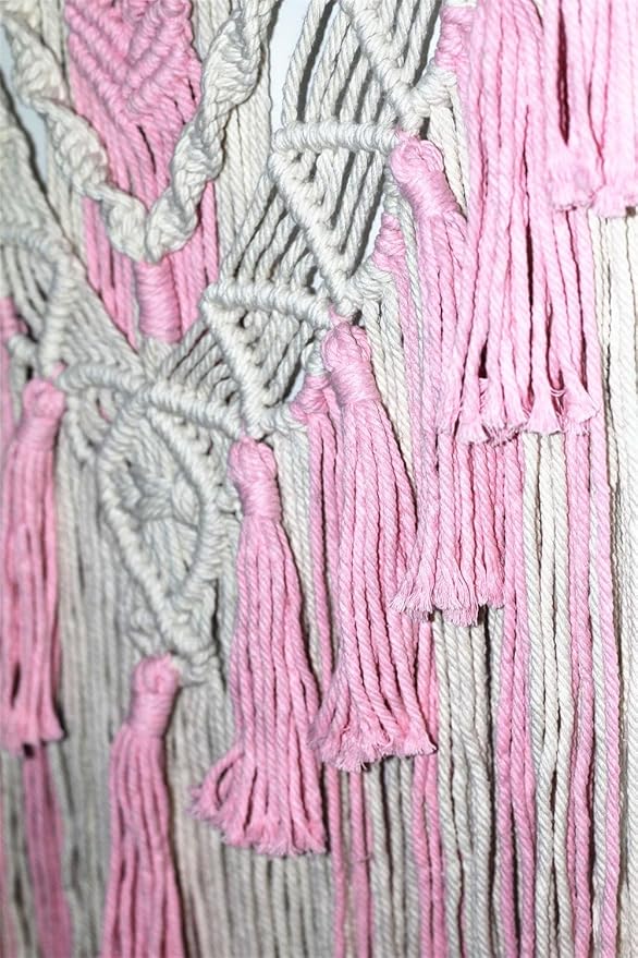 BMIDRUT Macrame Woven Wall Hanging Tapestry Boho Wall Art Handmade Macrame Tapestry for Wedding Bedroom Living Room Background Wall 17x30 Inch