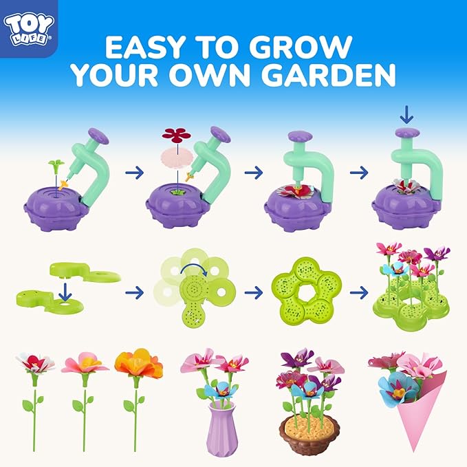 TOY Life DIY Flower Bouquet Making Kit for Girls - Creative Fabric Flower Craft Kit for Kids Ages 4-8, Educational Birthday Valentine's Day Gift for 5, 6, 7, 8 Year Old Girls, Arts and Crafts Toys