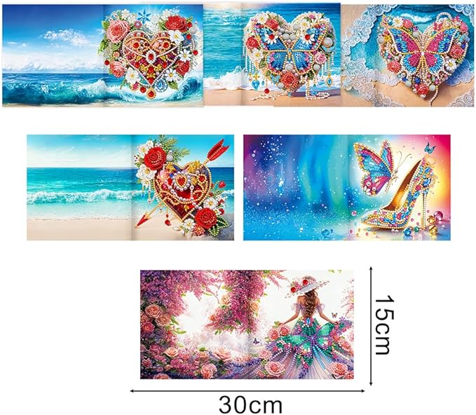 Ceitura 6Pcs DIY Diamond Art Painting Crafts Rhinestone Painting Greeting Card Making Kit Postcard for Holiday Christmas New Year Party Favors (Crystal Love)