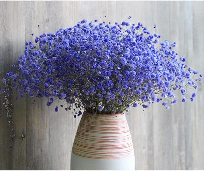 4000+ Dried-Blue-Babys-Breath-Flowers-Bouquet-17.2 inch, Dried Royal Blue Flowers for Vase, Natural Gypsophila Branches for Home Decor, Wedding, Table Decor, DIY Wreath Floral