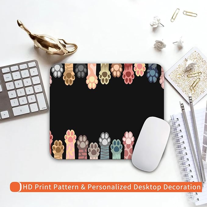 Square Mouse Pad Cute Cat Claw,Personalized Premium-Textured Custom Mouse Mat Design,Washable Mousepad Cloth,Non-Slip Rubber Base Computer Mouse Pads for Wireless Mouse