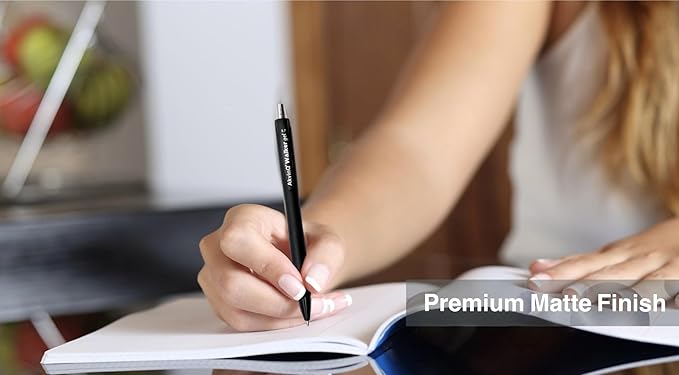 AKVINQ® Walker Gel Pens 12-Pack | 0.7mm Medium Point | Retractable Gel Ink Pen | Premium Matte Finish | Black Ink | Smudge-Resistant | Comfortable Rubber Grip | Office & School Writing (Black)