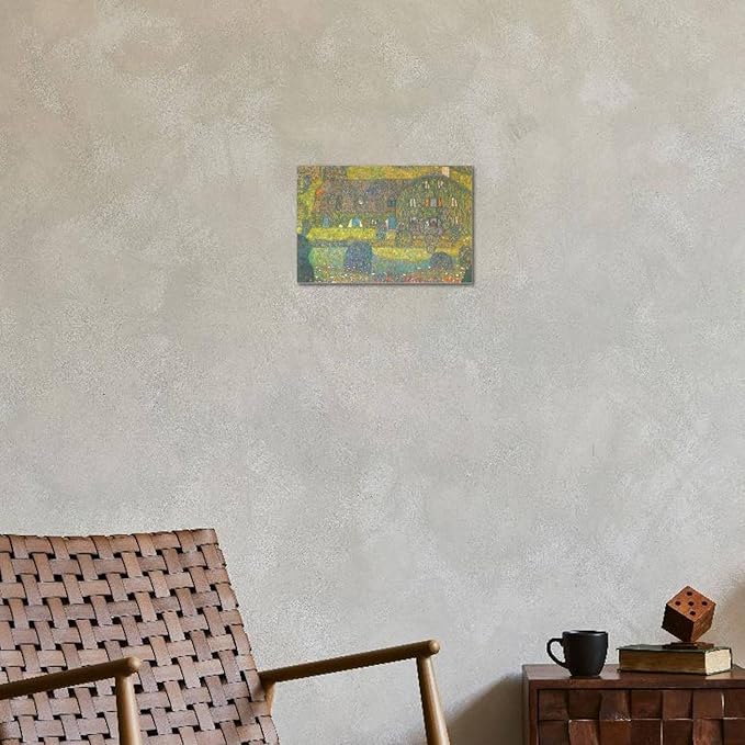 ART.COM Stretched Canvas Print House in Attersee by Gustav Klimt, 18" x 12"