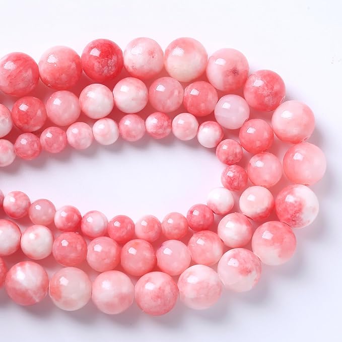 8MM 46PCS Pink Persian Jade Spacer Loose Beads for Jewelry Making DIY Bracelet Necklace