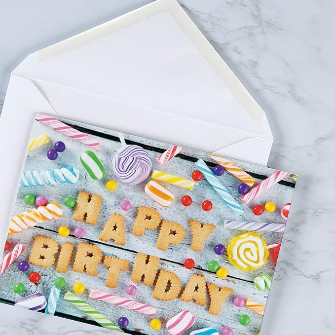 Current Playful Type Birthday Greeting Cards Value Pack - Set of 20, 10 Unique Designs, Large 5 x 7 Inch Cards, Sentiments Inside, Envelopes Included