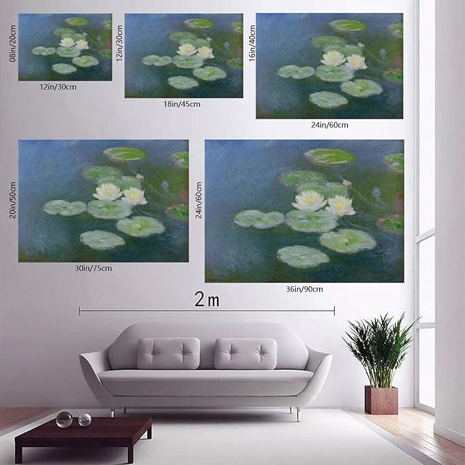 CFIOZYOS 40+ Monet Famous Print Posters Water Lilies, Evening Effect by Claude Monet Impressionism Canvas Poster Wall Art Print Bedroom Decor Office Room Kitchen Decor Gift Unframe 12×18inch(30×45cm)