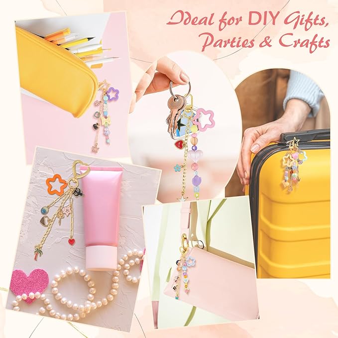 Ecoofor Keychain Making Kit 354pcs - Bag Charm Kit with 136 Charms, 25 Extender Chains, 20 Keychain Clips, Beading Accessories & Jewelry Pliers - DIY Crafting and Jewelry Making for Adults & Kids
