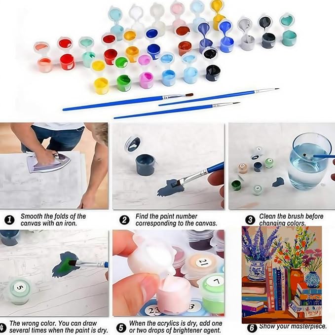CSZPPQAF Paint by Numbers Kit for Adults Beginner, Flower Book Paint by Number Kits on Canvas, DIY Easy Acrylic Watercolor Oil Painting by Numbers for Home Wall Decor 16X20inch