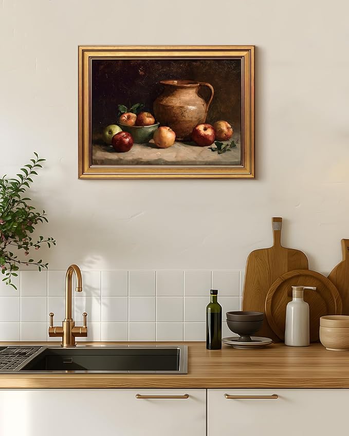 Bzstyleart Vintage Wall Art Decor,Gold Framed Wall Art 12 x 16 Inch Rest Still Life for Office,Vintage Gold Framed Wall Art,Canvas Picture Print Painting for Bedroom Living Bathroom,Halloween Gifts