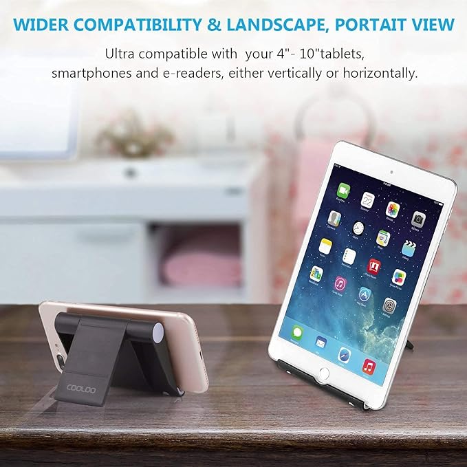 Cell Phone Stand Multi-Angle,【2 Pack】 Tablet Stand Universal Smartphones for Holder Tablets(6-11"), e-Reader, Compatible Phone XS/XR/8/8 Plus/7/7 Plus, Galaxy S8/S7/Note 8, Air, Mini, Pixel 2(Black)