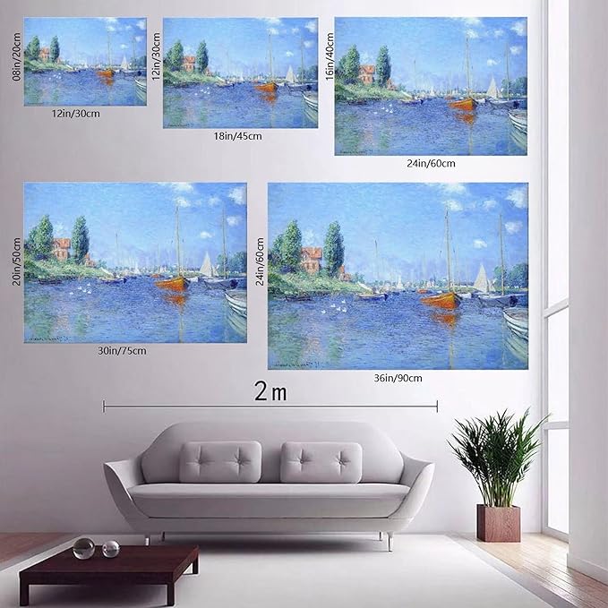 CFIOZYOS 40+ Monet Famous Print Posters Red Boats, Argenteuil by Claude Monet Impressionism Canvas Poster Wall Art Print Bedroom Decor Office Room Kitchen Decor Gift Frame 20×30inch(50×75cm)