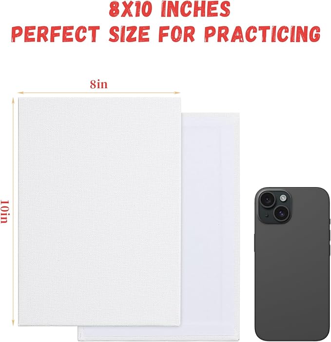 Simetufy 30 Pack 8x10 Inch Painting Canvas, Blank Cotton Canvas Panels Bulk Value Pack for Party, Acrylics Oil Watercolor Tempera Paints