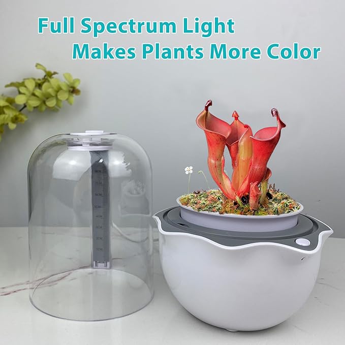 Venus Fly Trap Terrarium Pot with Timer Grow Light&Fan,Plant Terrarium kit for Moss&Cactus,Smart Planter for Carnivorous Plants&Butterwort,Valentine Birthday Gifts for Women Garden Lover(no Plant)