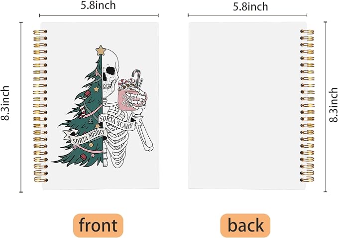 Sorta Merry Sorta Scary Christmas Skeleton Notebook, Gothic Notebook Journal, Christmas Office Gifts, Goth Office Supplies, Christmas Composition Notebook, Spiral Notebook 5.5x8.3 Inch