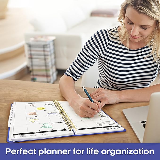 2026 Planner, Weekly and Monthly Calendar Planner for Women, Jan 2026 - Dec 2026, Hardcover Planning Agenda book with Tabs, Spiral Bound, Inner Pocket, Perfect for School Office Supplies, 6.3" x 8.5" - Royal Blue