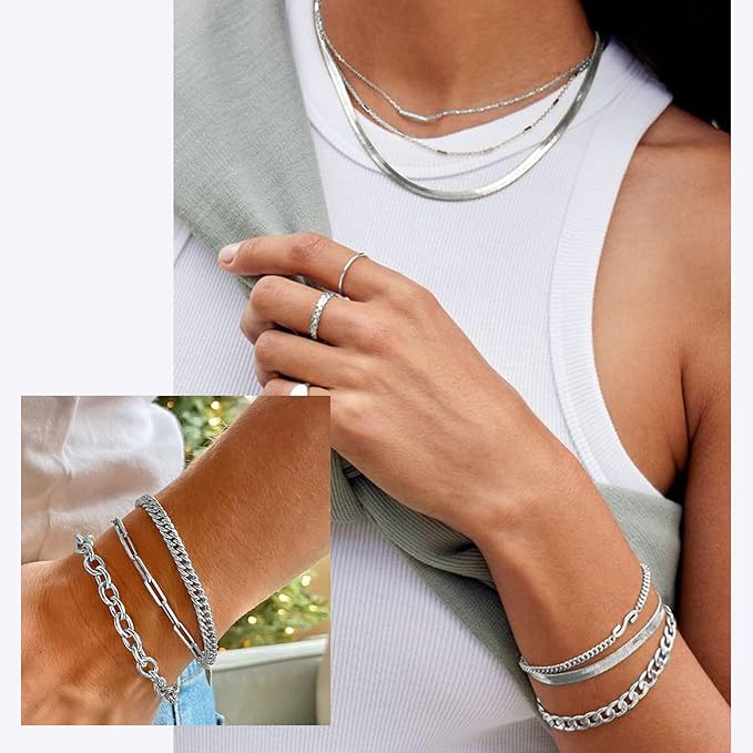 Ecoofor Necklace Chains for Jewelry Making, 82 Feet 10 Rolls Stainless Steel Jewelry Chains for Men Women DIY Necklace Bracelet Jewelry with Jump Rings/Lobster Clasps/Connectors