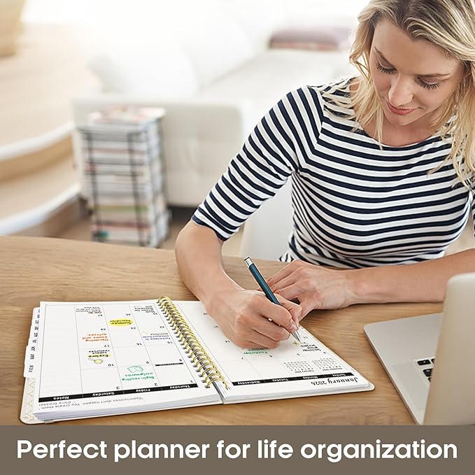 2026 Planner, Weekly and Monthly Calendar Planner for Women, Jan 2026 - Dec 2026, Hardcover Planning Agenda book with Tabs, Spiral Bound, Inner Pocket, Perfect for School Office Supplies, 6.3" x 8.5" - Gray