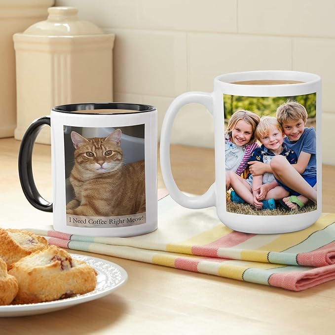 Let's Make Memories Personalized Photo Mug - Custom Coffee Mug - Christmas Holiday Stocking Stuffer - 11oz - White Handle