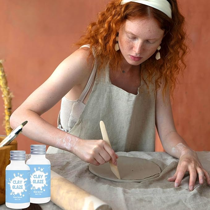 50ml Air Dry Clay Varnish,Air Dry Clay Sealant for Airdry Clay,Air Dry Clay Glaze Can Not Only Used to Prevent Clay Cracking, Scratches, and Wear,It Can Also Having a Glossy Glaze Effect (Gloss)