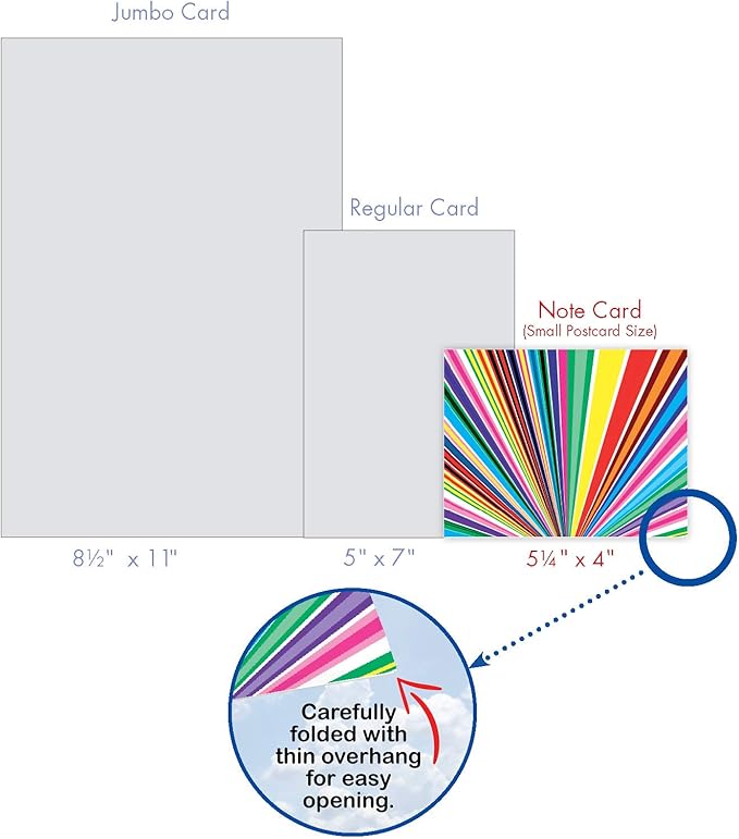 The Best Card Company - 10 Boxed All Occasion Cards with Envelopes for Men and Women (4 x 5.12 Inch) - Colorful, Fun Note Cards Assorted - Acid Rainbow M3110