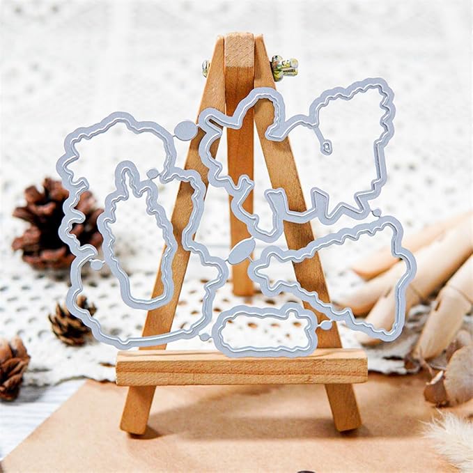Christmas Platter Wooden Sticks Stamps and Cutting Dies for Card Making DIY Transparent Silicone Clear Stamp and Metal Die Cuts Sets for Scrapbooking Paper Greeting Cards Decor Seals Craft Supplies