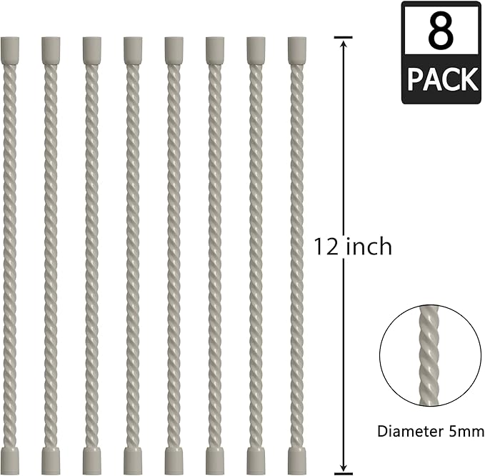 8PCS Silicone Cable Ties 12 Inch Reusable Twist Ties Steel-Core Cable Tie Straps Organizer All Purpose Bendable Cord Tie for Indoor Outdoor Bundling Holding Securing and Wrapping Cables (White)