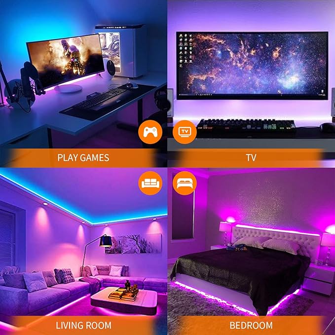 HAMLITE USB TV Bias Lighting 6500K True White for 50-55inch TV, 11.5ft LED Lighting fixtures for Indoor and Outdoor Lighting Applications Covers 4 Sides of 50-55 Inch TV, TV Light with RF Remote