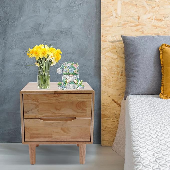 Tabletop Diamond Art Kits for Adults - Succulents Gnome Diamond Painting Figurines Ornaments, DIY Diamond Art Statues Diamond Dots Sculpture Special Shaped Paintings with Diamonds Gem Art and Crafts