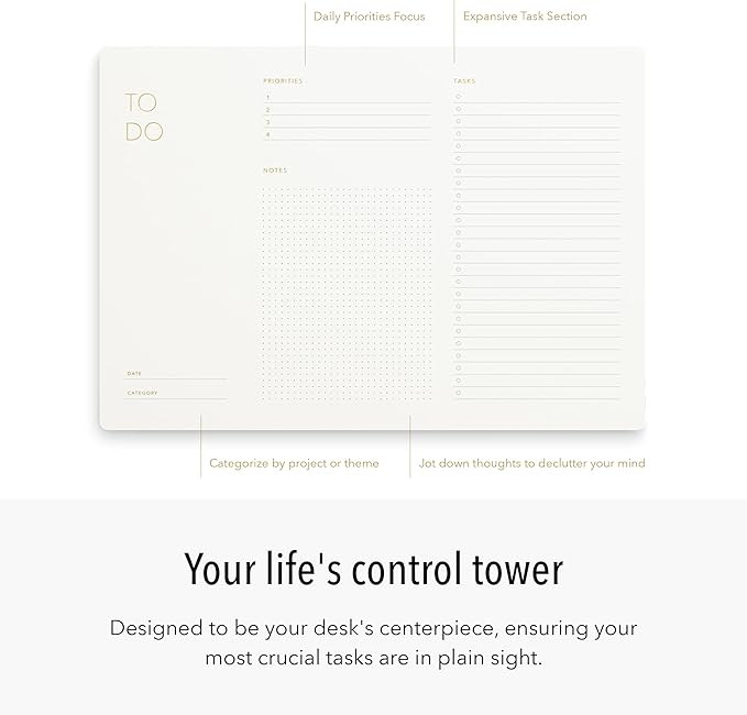 Elegant To Do List Notepad with Mouse Pad Feature, 3 Pack, 11.22" x 7.87", 50 Tear-Off Sheets (50 Each), Gold Foiled, Daily Planning, Eco-friendly To Do List Planner, FSC™ Certified To Do List Notebook for Work