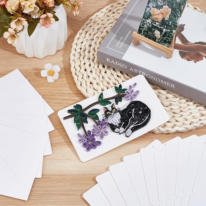WEBEEDY 20 Sets DIY Cat Paper Quilling Kit with Instruction for Adult Beginner 5 Styles Cat Flower Greeting Cards Making Kit with 20 Blank Cards,36 Colors Strips,Quilling Tools Pet Lover Gifts