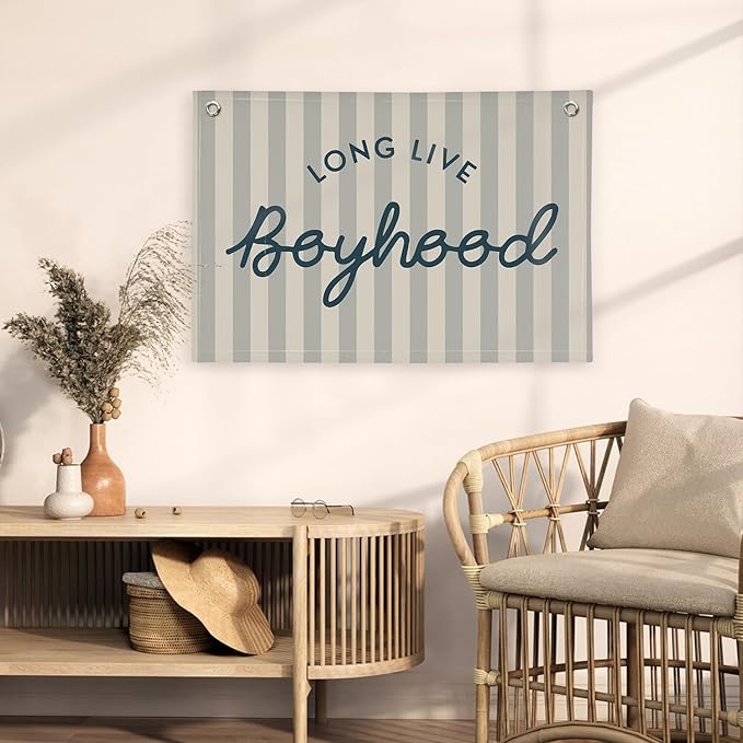 Long Live Boyhood Banner Boy Room Decor, Banner Flag Nursery Playroom Wall Decor for Boys Bedroom Living Room Dorm Toddler Decorations Teen Boy Room Kid Banners Wall Hanging Linen Flag30x20