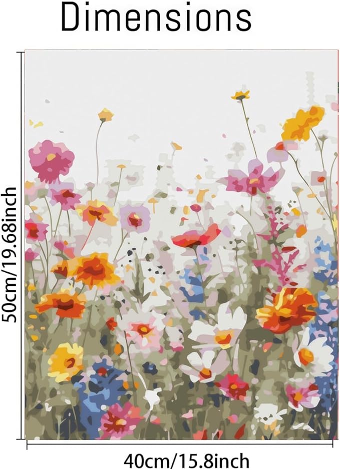CSZPPQAF Wild Flowers Paint by Numbers for Adults Beginner, Flowers Paint by Number Kits on Canvas, DIY Oil Painting Watercolor Color by Numbers for Home Wall Decor 16X20inch