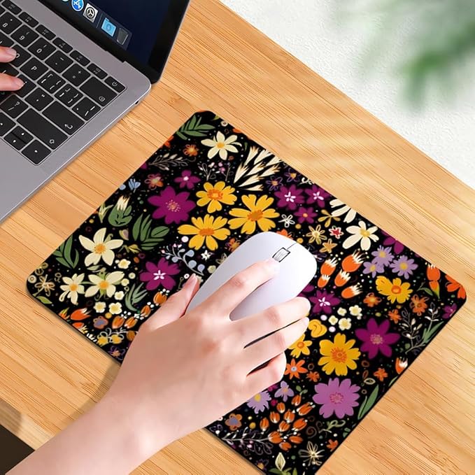 Falling for You Plum Floral Texture Mouse pad, Square Waterproof and Anti Slip Mouse pad for Office laptops