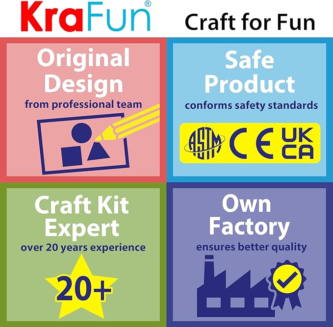 KRAFUN Cross Stitch Kits for Kids Beginners, 4 Cross Stitching Keyrings Arts & Crafts with Butterfly and Flower, Needlepoint Embroidery Kit for Girls 5-13 Craft Kit Backpack Charms, Ornaments