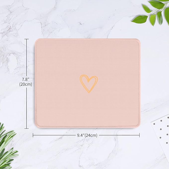 Seorsok Square Aesthetic Cute Heart Mouse Pad,Office Home Personalized Mouse Mat Design,Waterproof Funny Mousepad,Non-Slip Rubber Base Computer Mouse Pads for Wireless Mouse,Pink
