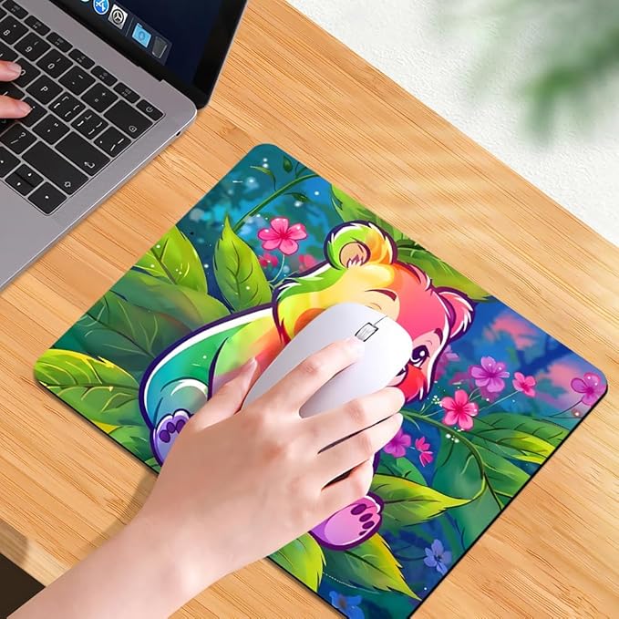The Bear and The Flower Texture Mouse pad, Square Waterproof and Anti Slip Mouse pad for Office laptops