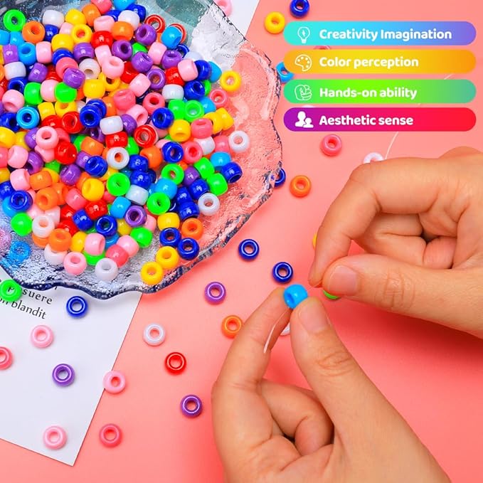 IOOLEEM Pony Beads (18 Colors, 3200pcs), Beading Kits for Bracelet, Beads for Friendship Bracelets & Jewelry Making, Easy Storage.