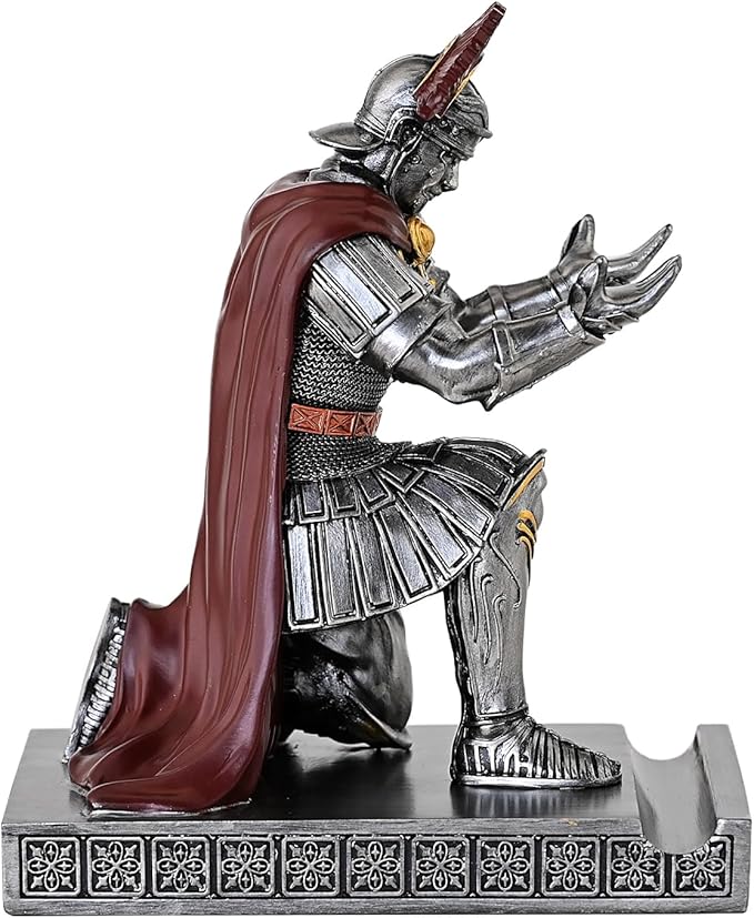 Centurion Cloak Warrior Knight Pen Holder Mobile Phone Stand Desk Organizers and Accessories as Gift for Office and Home (Iron)