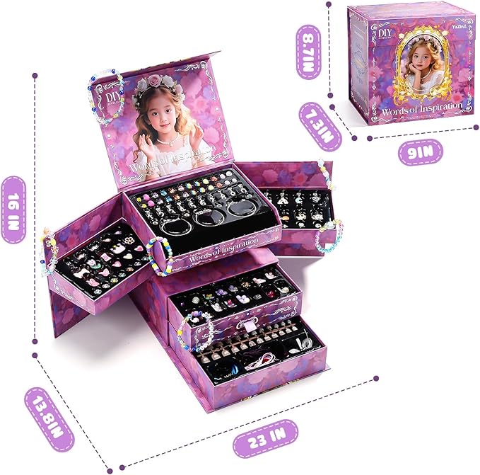 HOLYFUN Bracelet Making Kit with Beads Box, Beads Making Supplies Kit for Girls, DIY Craft Set for Kids, Perfect Birthday Christmas Gifts for Girls