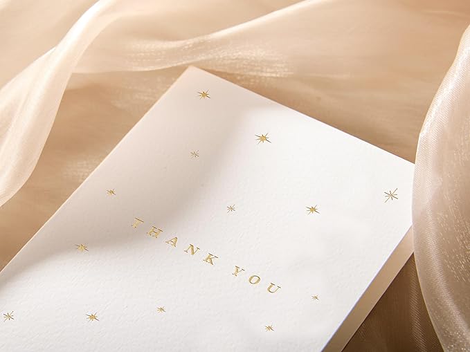 20 Pack Thank You Cards with Envelopes, 4.25×5.5 Inch Textured Thank You Notes, Gold Foil Debossed Cards with V-Shape Gold Foil Envelopes, Blank Inside for Wedding, Baby Shower & Business