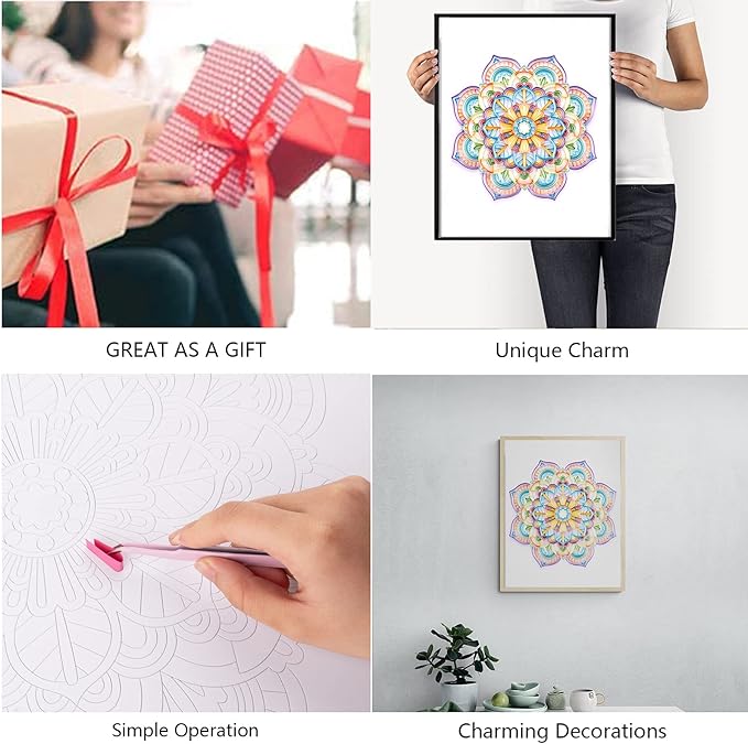 Uniquilling Quilling Paper Quilling Kit for Adults Beginner, 16 * 20-inch Purple Mandala, Exquisite DIY Paper Filigree Painting Kits Quilling Tools, Home Room Wall Art Decor Best Gifts(Basic)