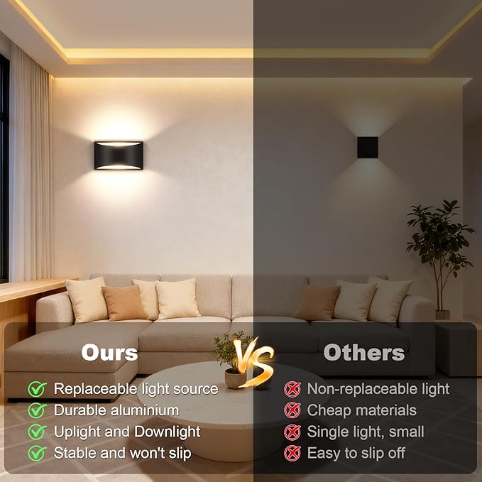 4 Pack Black Modern LED Wall Sconce Indoor Wall Lights Hardwired Up and Down Wall Mount Light for Living Room Bedroom Corridor Hallway Conservatory Warm White 3000K(with G9 Bulbs)