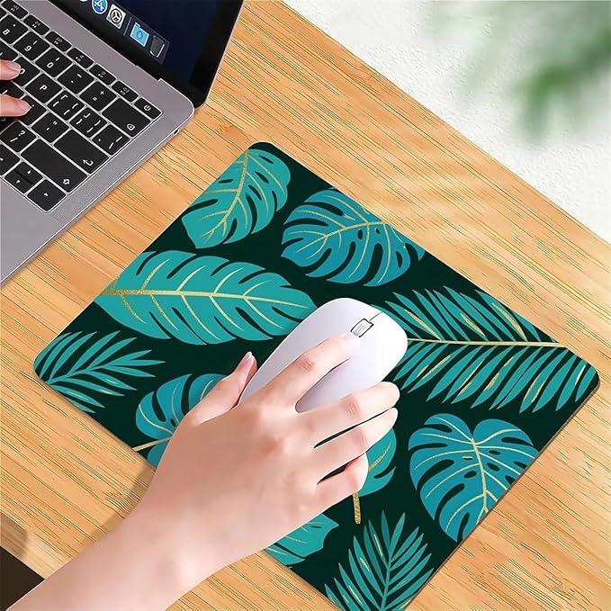 Square Mouse Pad Tropical Plants 2, Personalized Premium-Textured Custom Mouse Mat Design, Washable Mousepad Cloth, Non-Slip Rubber Base Computer Mouse Pads for Wireless Mouse