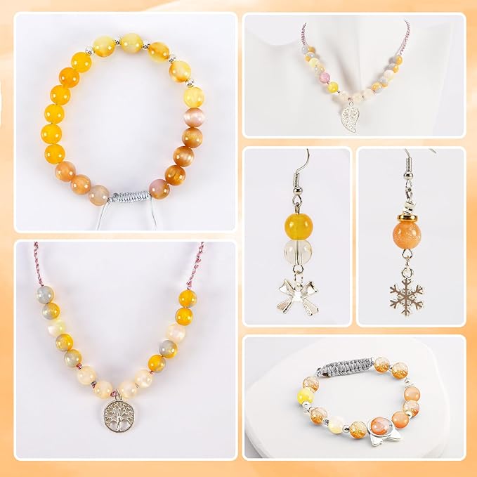 Glass Beads for Jewelry Making, 18 Colors Glass Beads for Bracelets Making kit Including 2-8mm Bead spacers/Lava Beads/Stone Rock DIY Jewelry Making Supplies for Adults, Bracelets Earring Making kit