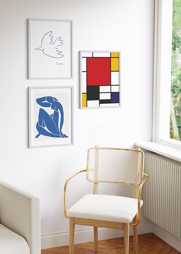HAUS AND HUES 18x24 White Aluminum Frame Set of 3 - Premium Build, Vertical & Horizontal Hanging, Shatterproof Plexiglass (18x24 in, White)