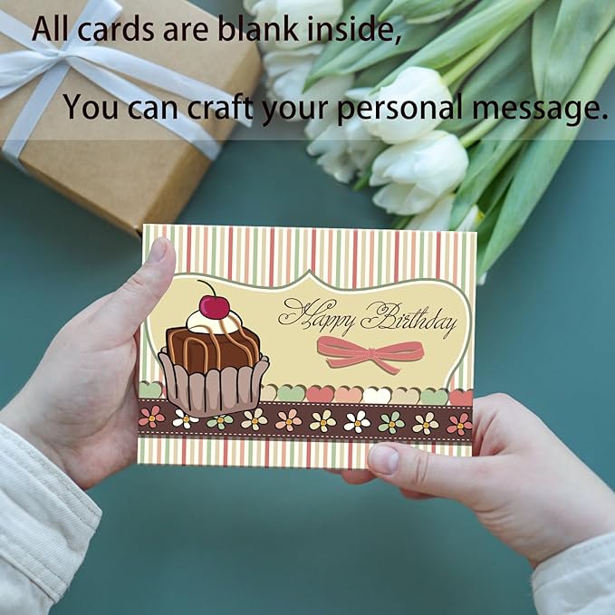 Happy Birthday Cards, 104 Birthday Card Bulk with Envelopes - Blank Inside, 5 x 7 inches Assorted Birthday Greeting Cards in Box