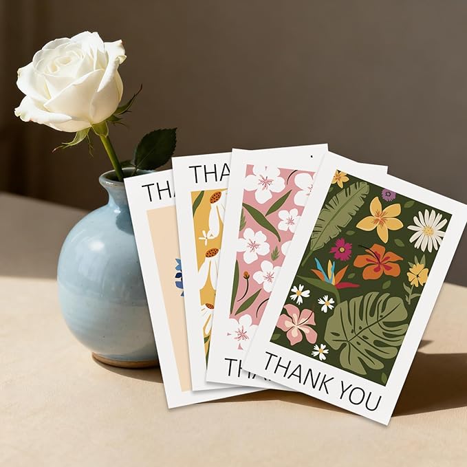 48Pcs Thank You Cards with Envelopes and Stickers for Weddings, Bridal Shower, Baby Shower, Small Business