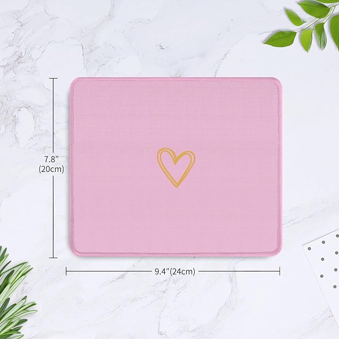 Seorsok Square Aesthetic Cute Heart Mouse Pad,Office Home Personalized Mouse Mat Design,Waterproof Funny Mousepad,Non-Slip Rubber Base Computer Mouse Pads for Wireless Mouse,Purple