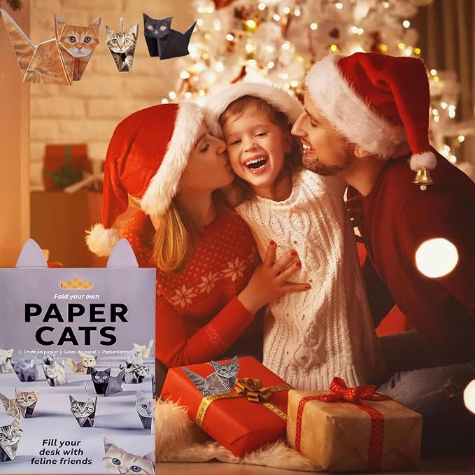 DIY Paper Cats Origami Kit for Making Cute Origami Cat, Crafts for Adults & Kids Activities Paper Cats for Desk Decoration, Gift for Cat Lovers & Valentine’s Day (2PCS Dogs Origami)