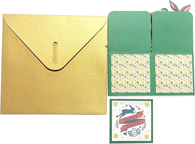 Easter Pop Up Cards - 3D Bunny & Eggs Greeting Card with Floral Design | Unique Easter Gifts for Family, Kids, Adults | Funny Basket Stuffer for Husband, Wife, Boys & Girls